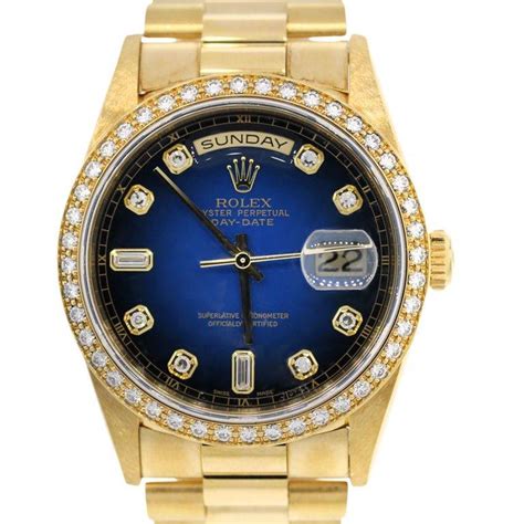 rolex day date gold with blue face|rolex day date retail price.